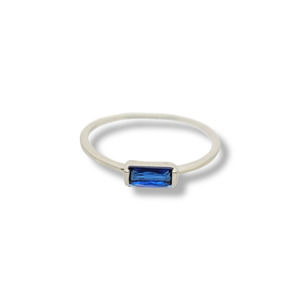 .25ct Simulated Sapphire Baquette Rhodium Plated 925 Solitaire Ring